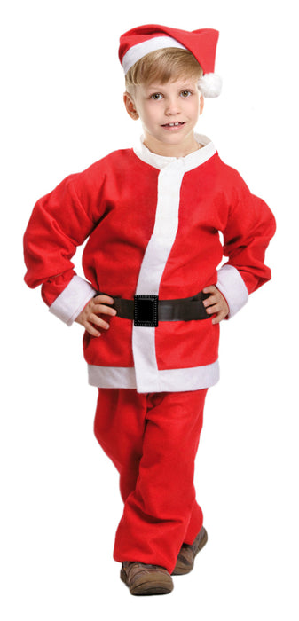 Weihnachtsmann Nikolaus Kostüm für Kinder | 5-tlg. Komplettset Anzug und Bart