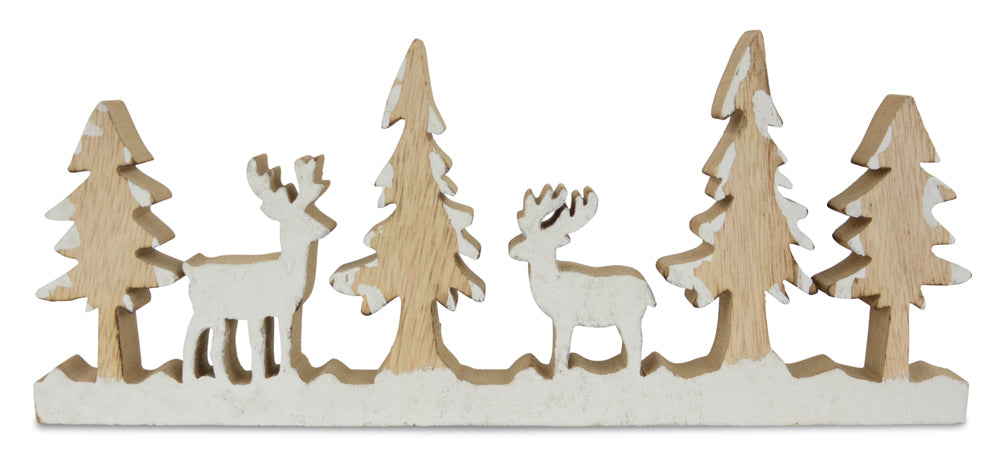 Riffelmacher Deko Bäume mit Hirschen 18065 - Natur 29 x 12 cm