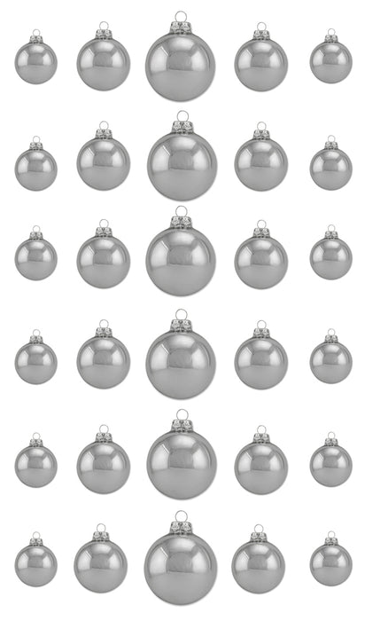 Thüringer Glasdesign Weihnachtskugel-Set 30-tlg. - Silber