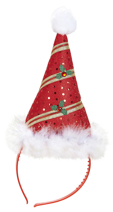 Haarreif Weihnachtsmütze mit Marabou Federn