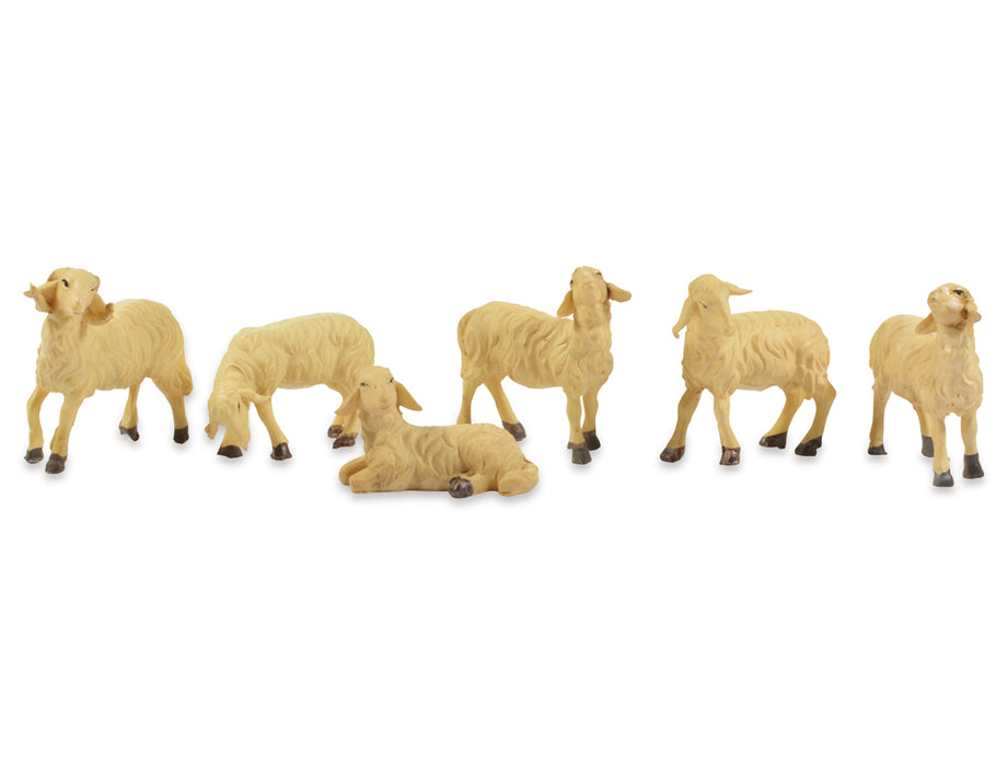 Schafe für Weihnachtskrippe - 6-tlg. Tierset Cremeweiß 4-6 cm | 78037