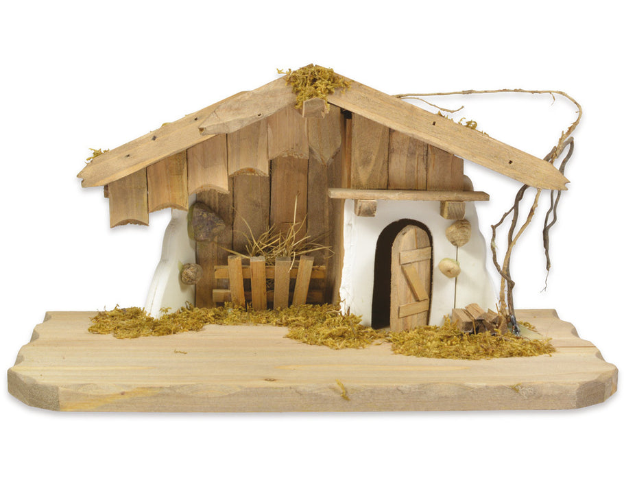 Krippenstall Weihnachtskrippe "Kötzing" 30x16x15cm Naturfarben Hütte | 78103