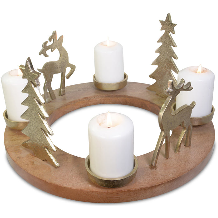 Riffelmacher Adventskranz mit Hirschen und Christbäumen Ø 41 cm 24162 | Gold