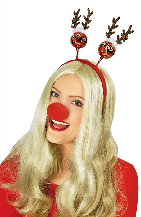 Weihnachtskugel Rentier Haarreif - Rot Gold