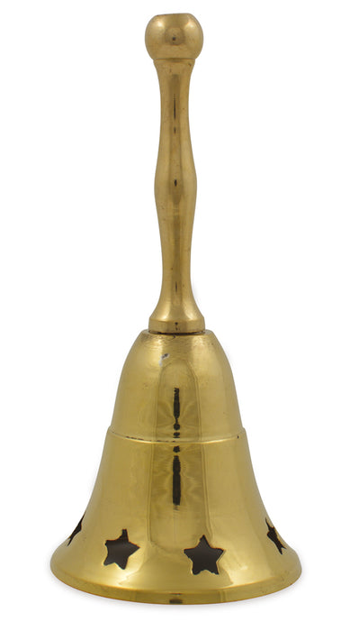 Messing Weihnachtsmann Glocke mit Sternen - Gold 13 cm | 13381 Weihnachtsdekoration