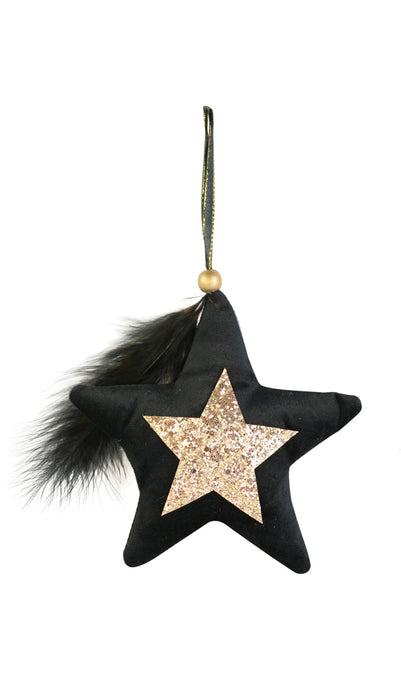 Riffelmacher Christbaumschmuck Samt Glitter Stern 20540 15cm - Schwarz / Gold