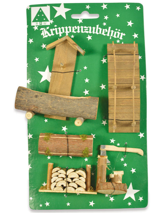 Krippenzubehör Set "Landschaft" 5-tlg. aus Holz | 78206 Weihnachtskrippe Modelleisenbahn