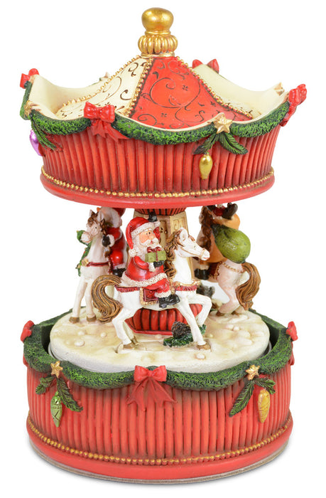 Riffelmacher Spieluhr Karussell mit Weihnachtsmann und Pferden 17 x 11 cm 70895 - Weihnachtsdekorati