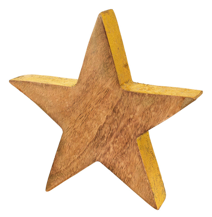 Riffelmacher Deko Holz Stern 15cm 70960 - Natur Gold