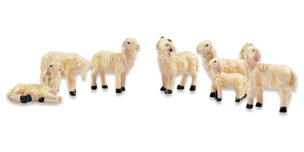 Schafe für Weihnachtskrippe - 6-tlg. Tierset Größe 2-3cm | 78054