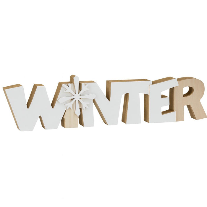 Schriftzug "Winter" mit Schneeflocke | 30x6 cm | Weiß Grau | Holz  10367