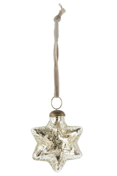 Riffelmacher Glasstern zum Hängen 8 cm 11050 | Silber Antik