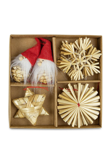 Strohartikel Hänger 12er Set | 6x6 cm | Natur | Weihnachtsbaum | 12810
