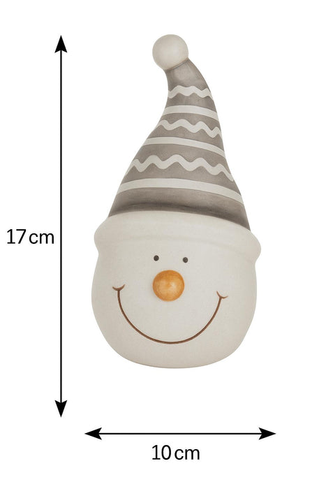 Schneemann-Gesicht mit Mütze | Weiß Grau | 10 x 17 cm | 13106
