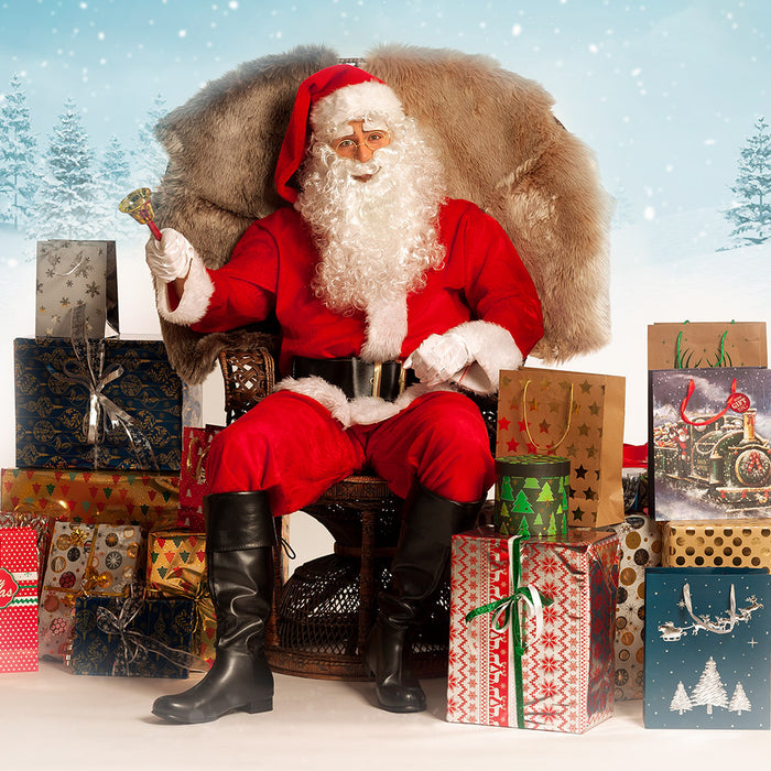 Glocke Weihnachtsmann Stiel rot, Glocke Gold