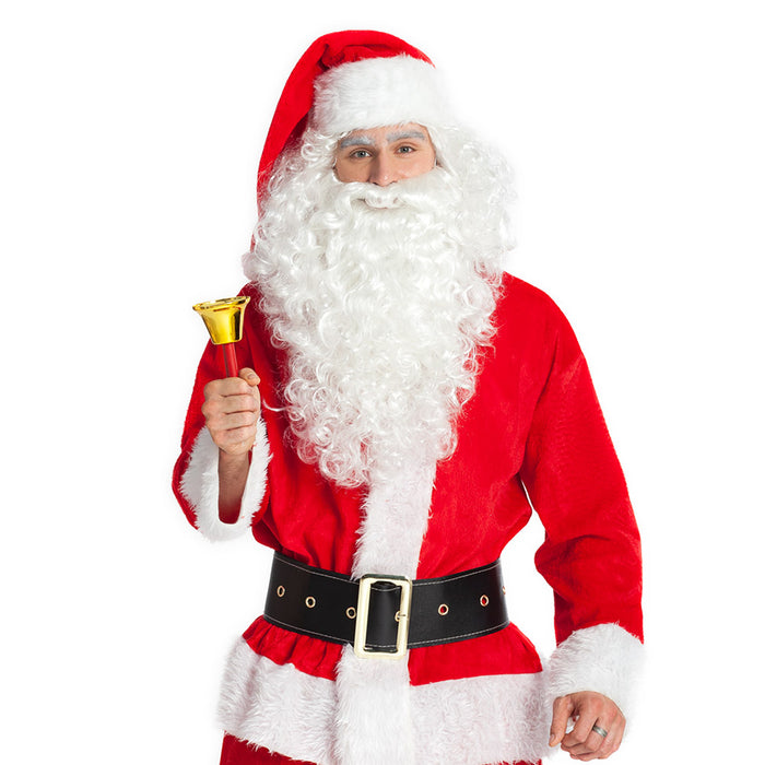 Glocke Weihnachtsmann Stiel rot, Glocke Gold