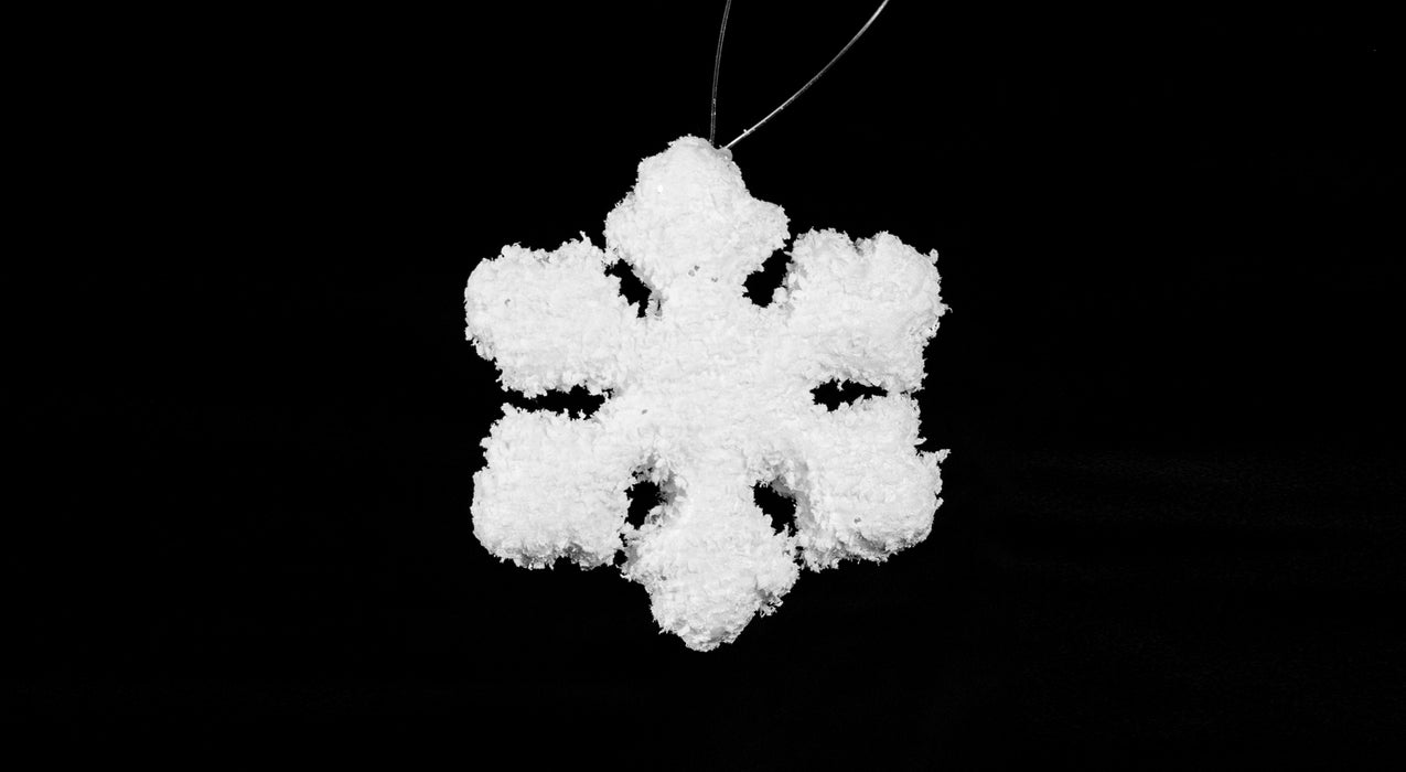 Schneeflocken Deko | 4er Set | Ø 8,5 cm | Weiß mit Glitter | Styropor | 14253
