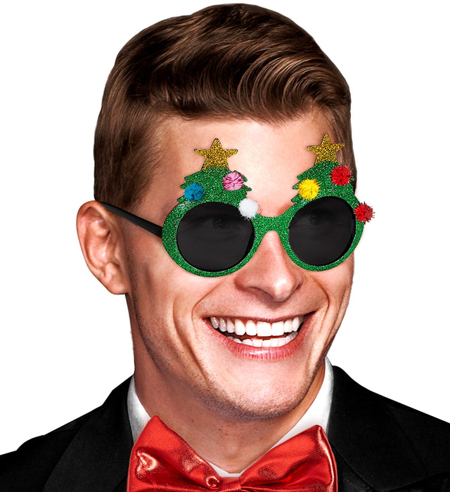 Glitter Brille "Weihnachtsbaum" | Grün - Weihnachten