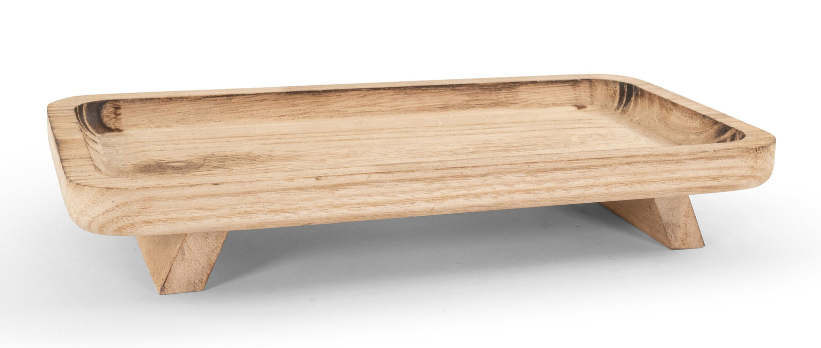 Deko-Platte rechteckig | Holz Natur Hellbraun | 35 x 18,5 x 5,5 cm | 14483