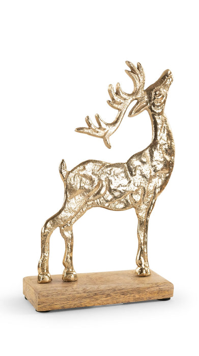 Deko Hirsch stehend | 14x21 cm | Aluminium gold | modern edel |15841