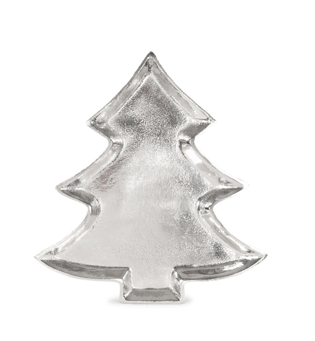 Riffelmacher Dekoschale Tannenbaum | Aluminium silber | 22,5x24 cm | Weihnachtsschale modern edel | Tischdeko Geschenkdeko festlich | 15849