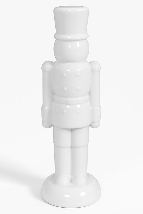Deko Nussknacker Porzellan weiß glänzend | 30x9,3 cm | Edle Weihnachtsfigur | 16484