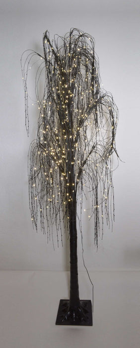 Riffelmacher LED Baum stehend 2 m | Schwarz mit hängender Weide | Innen & Außen | Lichterbaum Steckerbetrieb Dekobaum elegant | 18989