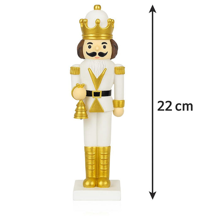 Deko-Nussknacker Figur - Weiß-Gold, 22 cm - Weihnachtsdeko - 19255