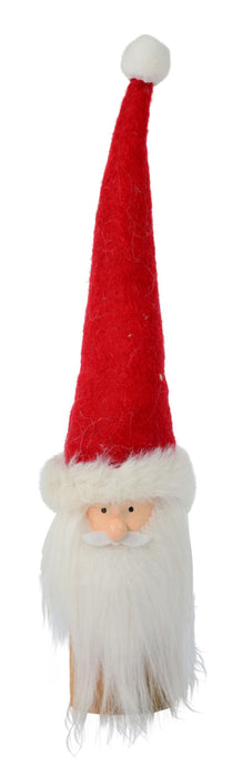 Weihnachtsmann Dekofigur auf Holz | Große Nase | Rot Weiß | 6×25 cm | 19919