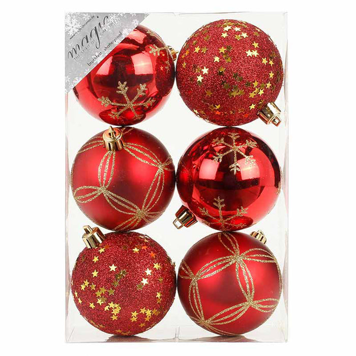Weihnachtskugeln Rot | Ø 8 cm | 6 Stück | bruchsicher | Glänzend & matt
