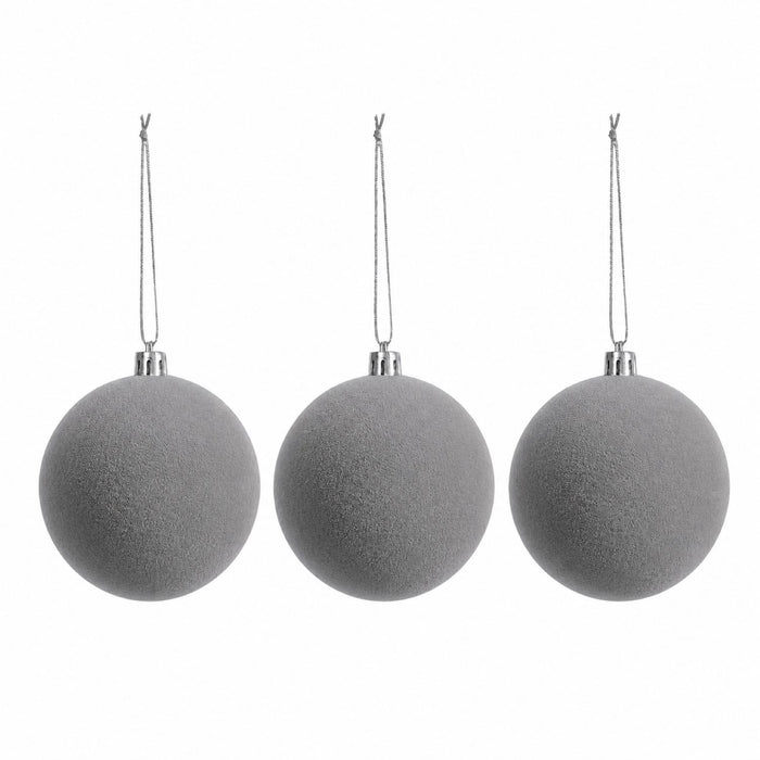 Samtkugeln 3er Set | 10cm Silber | Weihnachtskugeln zum Hängen