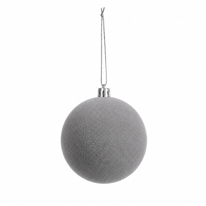 Samtkugeln 3er Set | 10cm Silber | Weihnachtskugeln zum Hängen
