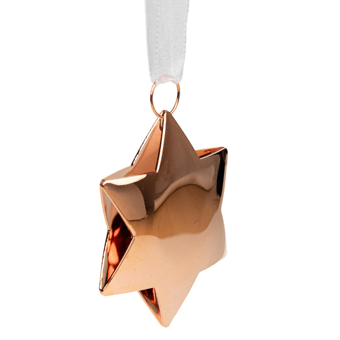 Riffelmacher Baumschmuck Deko Anhänger | Stern oder Schneeflocke sortiert | Kupfer 6 cm | Weihnachtsbaum Hänger Dekofigur | 71328