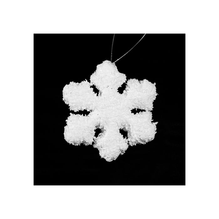 Schneeflocken Deko | 4er Set | Ø 8,5 cm | Weiß mit Glitter | Styropor | 14253