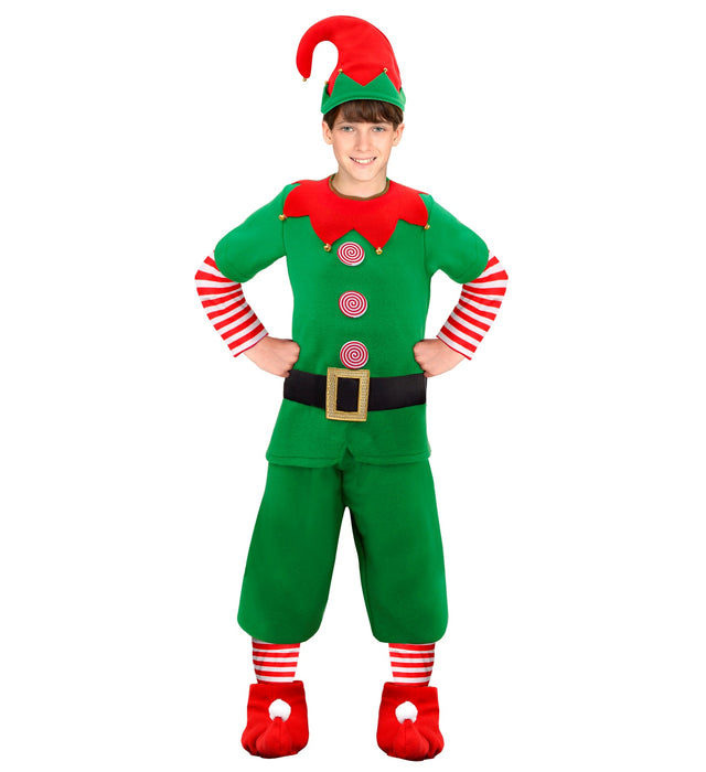 Wichtel Weihnachtselfen Kinderkostüm - Santas kleiner Helfer | Grün Rot