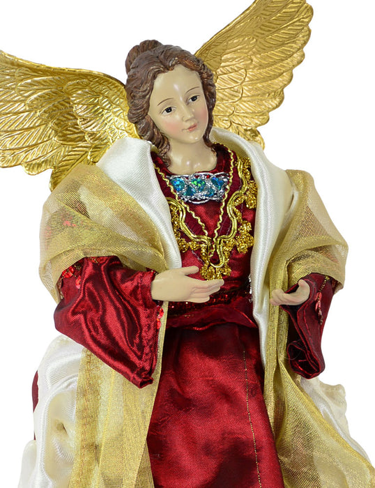 Christbaumspitze "Weihnachtsengel" 24 cm Gold Rot | 27611 - Christkind Baumschmuck