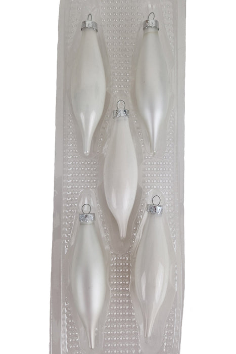 Christbaumschmuck Eiszapfen | 5er Set Weiß Matt & Glanz | Glas 10 cm | 29367