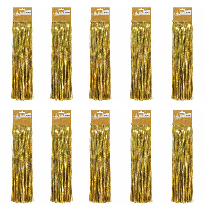 Lametta „Holographisch“ 300 Streifen 50 cm lang | Gold | 10er Set