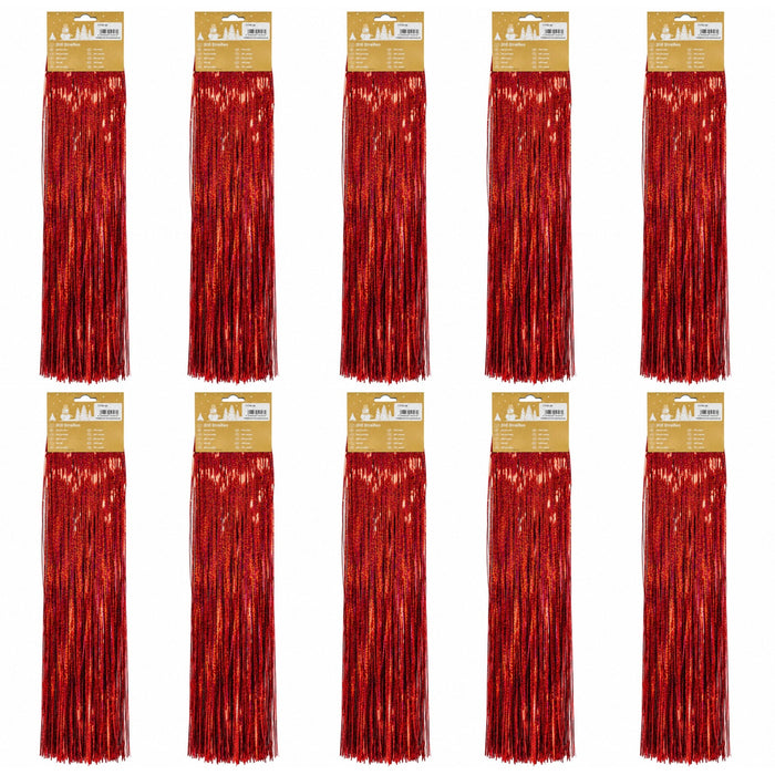 Lametta „Holographisch“ 300 Streifen 50 cm lang | Rot | 10er Set