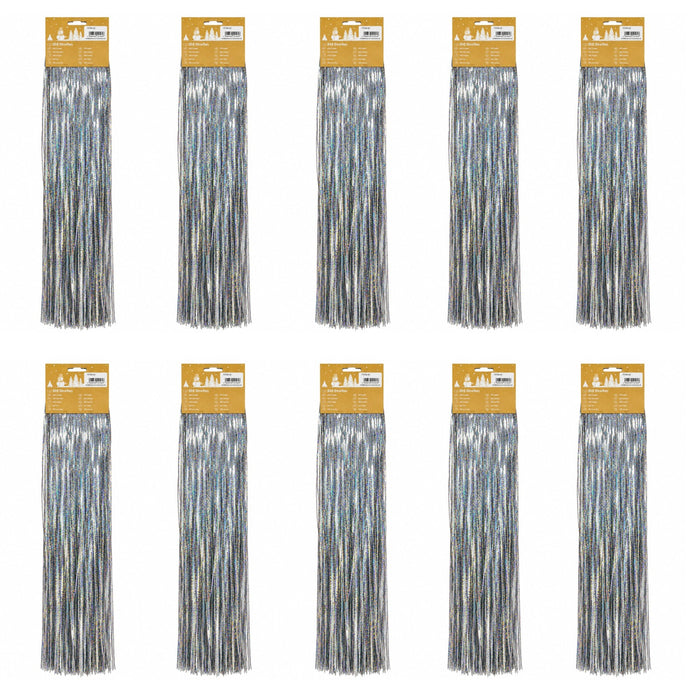 Lametta „Holographisch“ 300 Streifen 50 cm lang | Silber | 10er Set