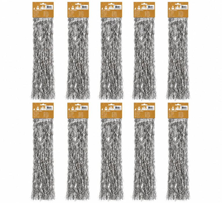 Lametta „Gewellt“ 500 Streifen 50 cm Länge glänzend | Silber | 10er Set