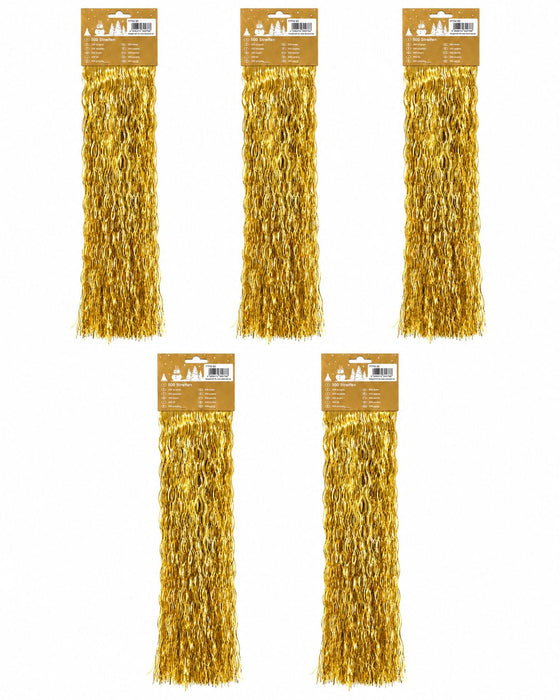 Lametta „Gewellt“ 500 Streifen 50 cm Länge glänzend | Gold | 5er Set