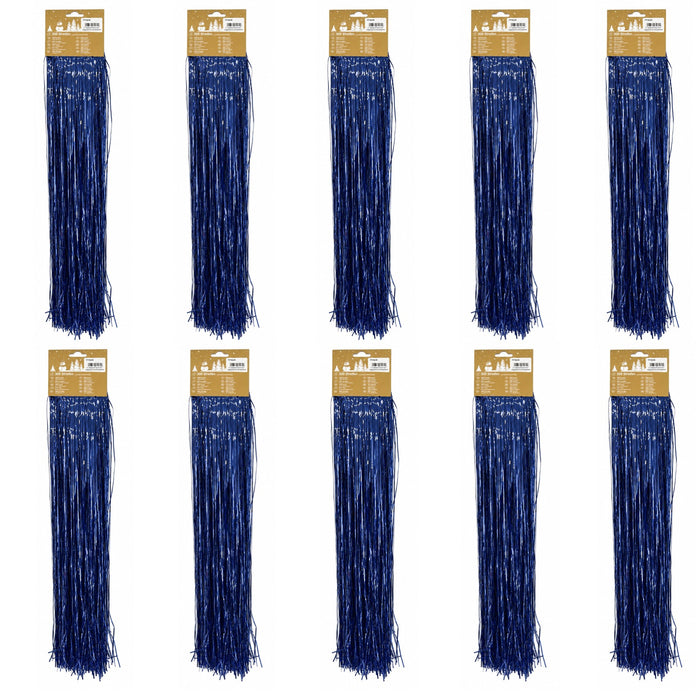 Lametta „Glatt“ 300 Streifen 50 cm lang glänzend | Blau | 10er Set