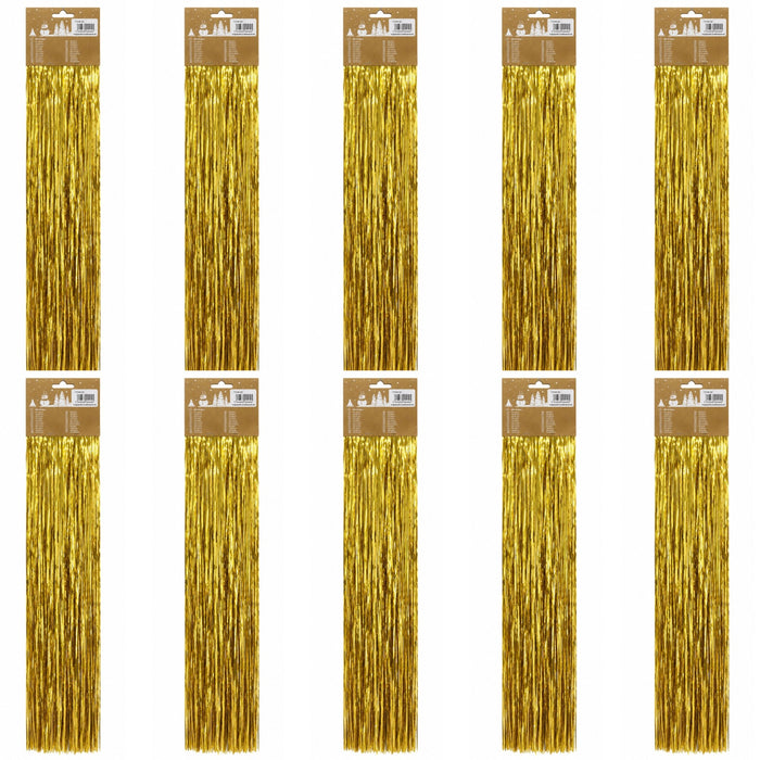 Lametta „Glatt“ 300 Streifen 50 cm lang glänzend | Gold | 10er Set
