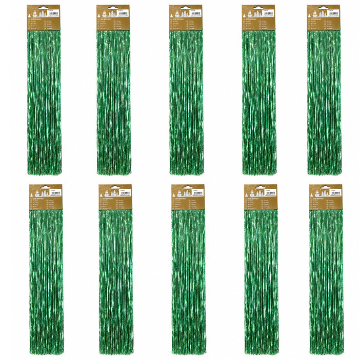 Lametta „Glatt“ 300 Streifen 50 cm lang glänzend | Grün | 10er Set