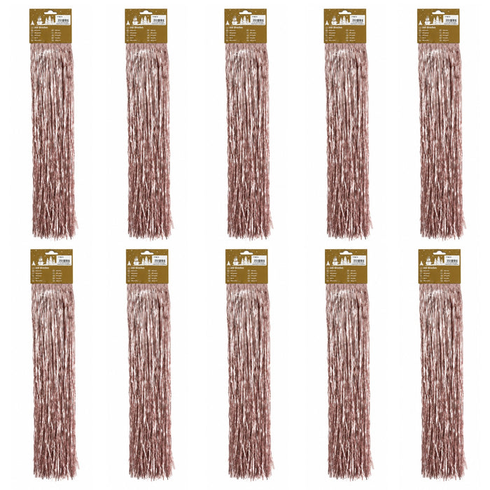 Lametta „Glatt“ 300 Streifen 50 cm lang glänzend | Rose | 10er Set