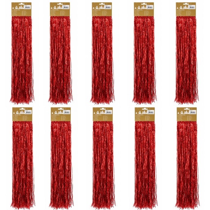 Lametta „Glatt“ 300 Streifen 50 cm lang glänzend | Rot | 10er Set