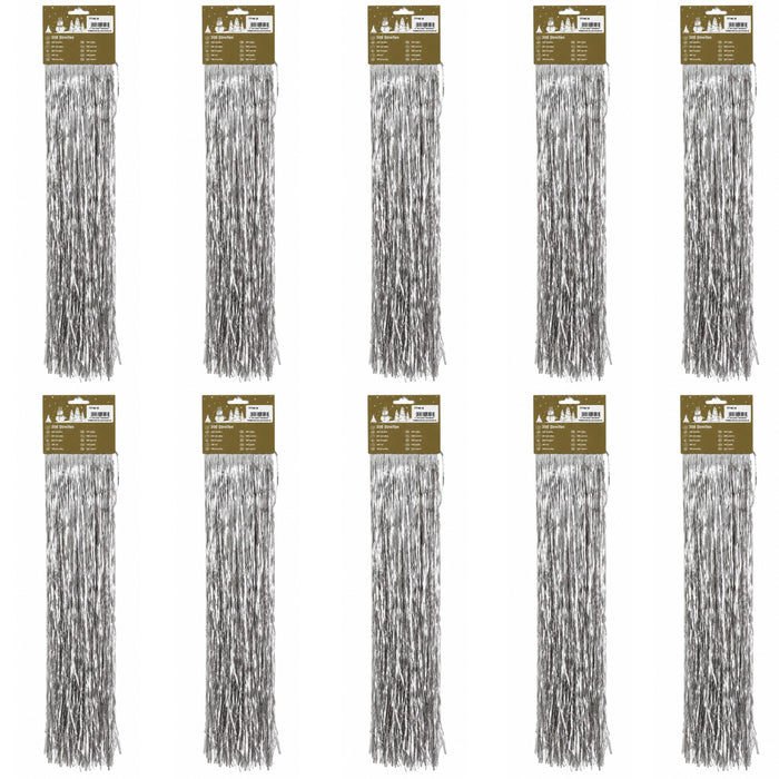 Lametta „Glatt“ 300 Streifen 50 cm lang glänzend | Silber | 10er Set