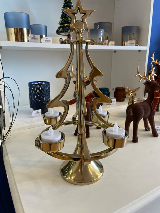 Riffelmacher Kerzenständer Weihnachtsbaum - Gold 22 x 37 cm | 24168 - Adventsdekoration