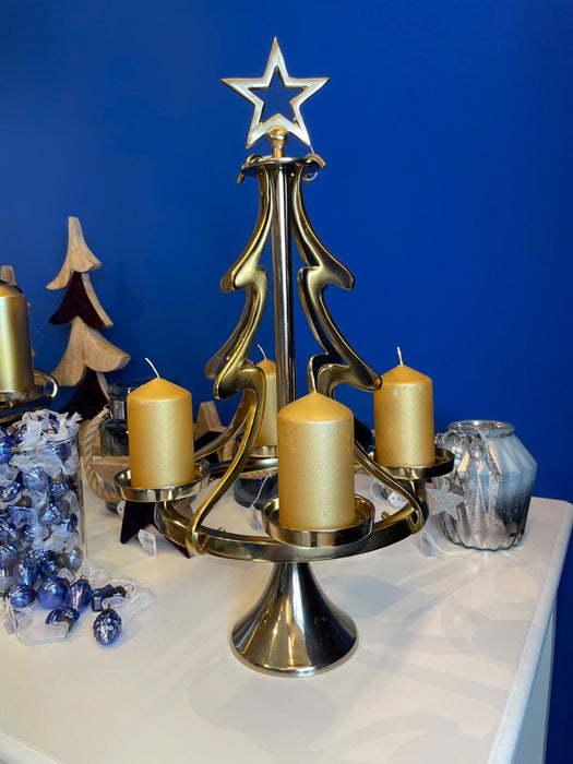 Riffelmacher Kerzenständer Weihnachtsbaum - Gold 32 x 56 cm | 24169 - Adventsdekoration